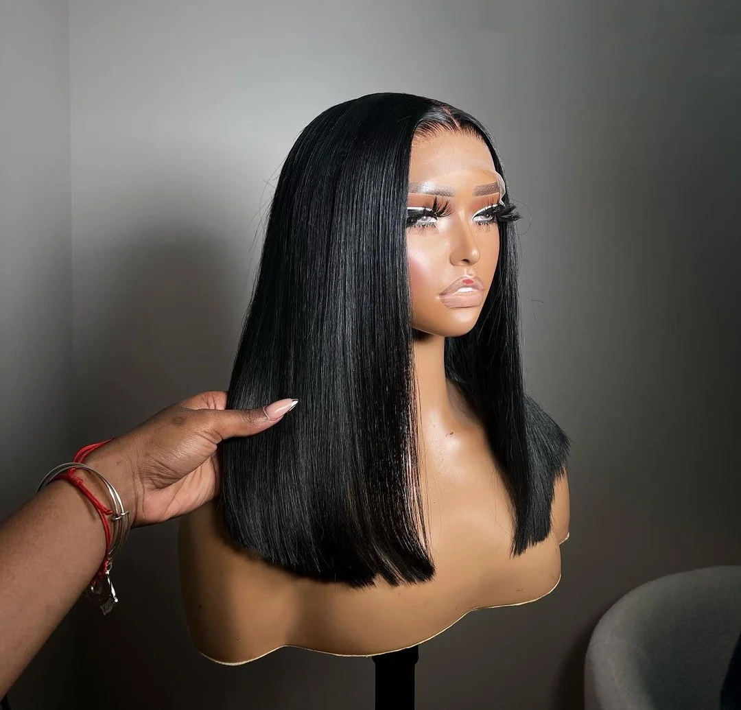 12inch 13X4 Bob Human Hair Wigs Real 180% Density 12a Straight Bob Wigs Pre Cut Lace Pre Bleached Tiny Knots Ready to Go Glueless