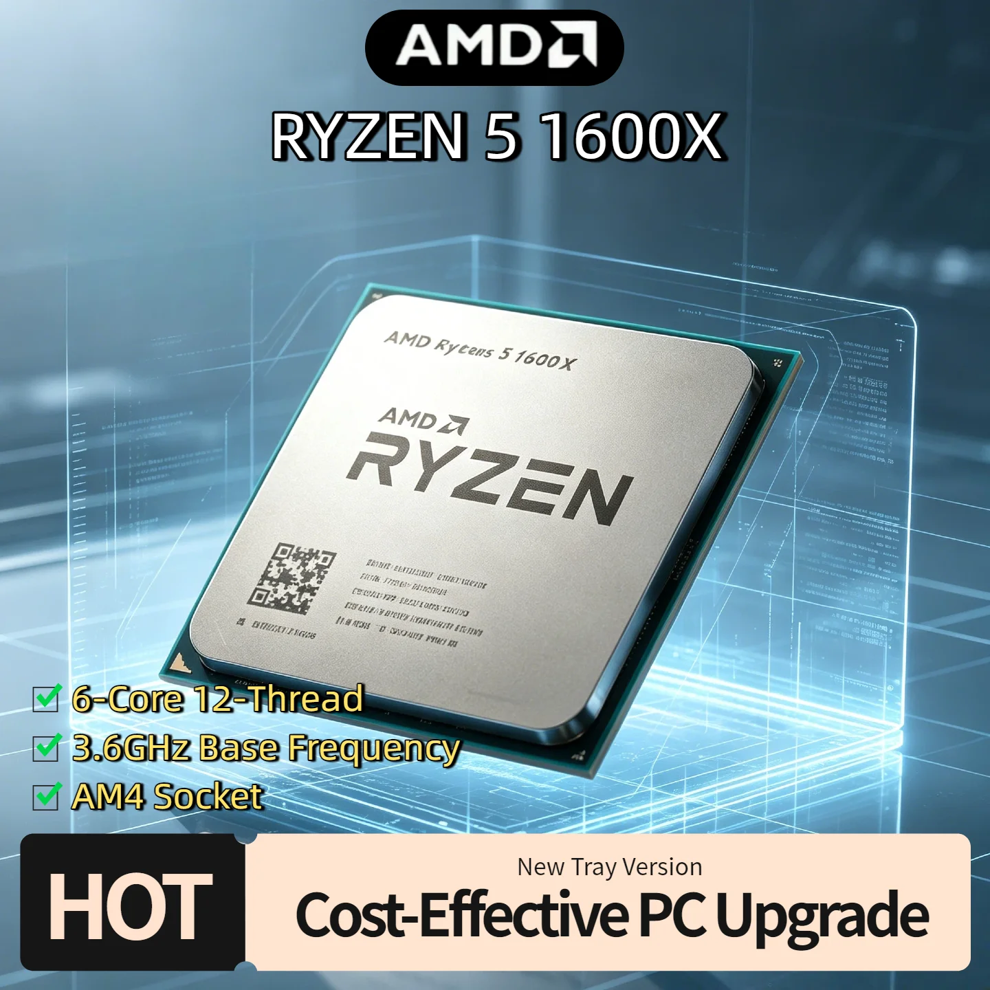 

AMD Ryzen 5 1600X R5 1600X 3.6GHz Six Core Twelve Thread CPU 95W Socket AM4 L3 16M Desktop Gaming Processor Pro Max 4K