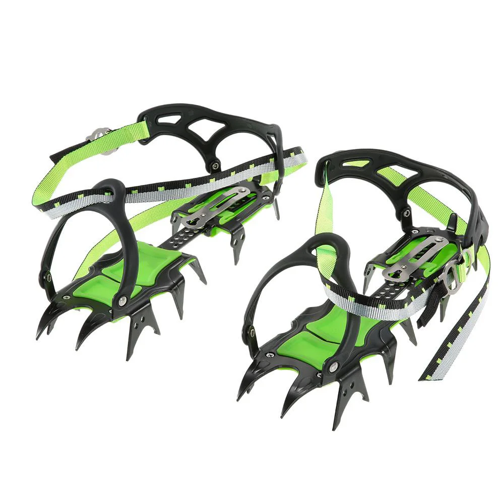 14 Teeth Stainless Steel Ice Crampons Anti Slip Gripper Cleats For Ski Mountaineering Ice Climb Outdoor Winter Shoe Accessory