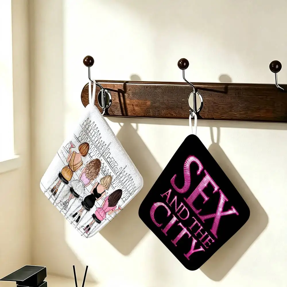 S-Sex And The City TV Kitchen Hand Towel Soft Absorbent Bathroom Hanging Towel Cartoon Kids Wipe Handkerchief