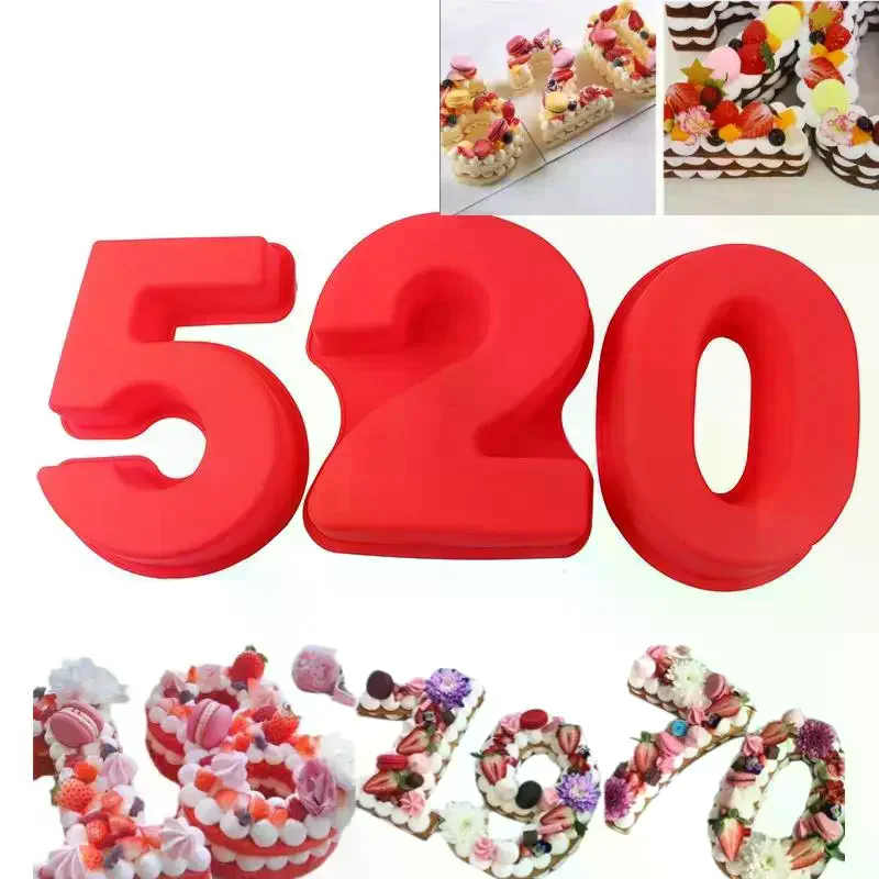 1Pcs 10 Inches Number Baking Moulds Large Silicone 3D Number Cake Moulds DIY Baking Moulds Number Shape 0-9 For Birthday