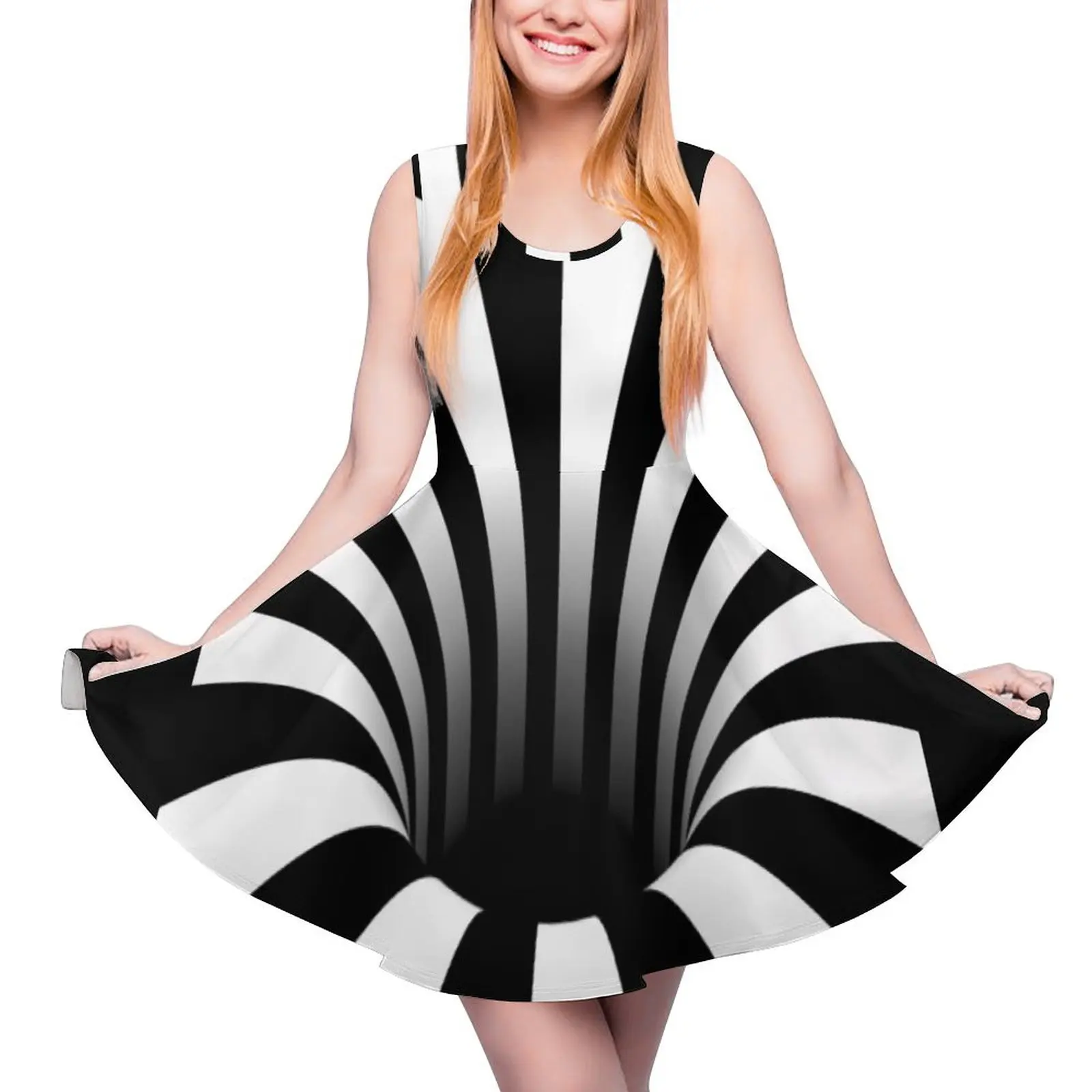 

Optical Illusion Black Hole Lines (Black/White) Sleeveless Dress women"s summer dresses 2024 Dresses gala party dresses women