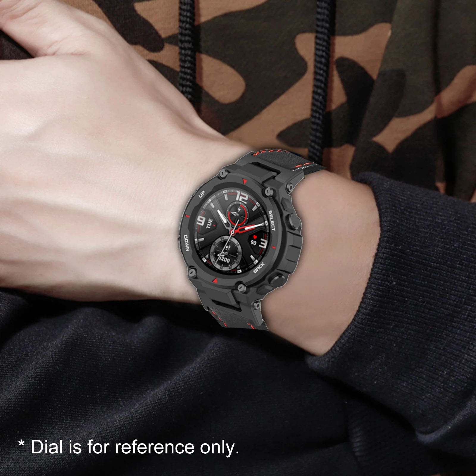 حزام ساعة بديل من الجلد باللون الأسود متوافق مع حزام المعصم البديل Huami Amazfit T-Rex/T-Rex Pro #4