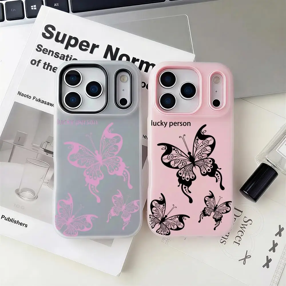 

Красивый чехол для телефона с бабочками, 2-в-1, съемный, прозрачный, с отделением для карт и фотографий, для iPhone 12-17