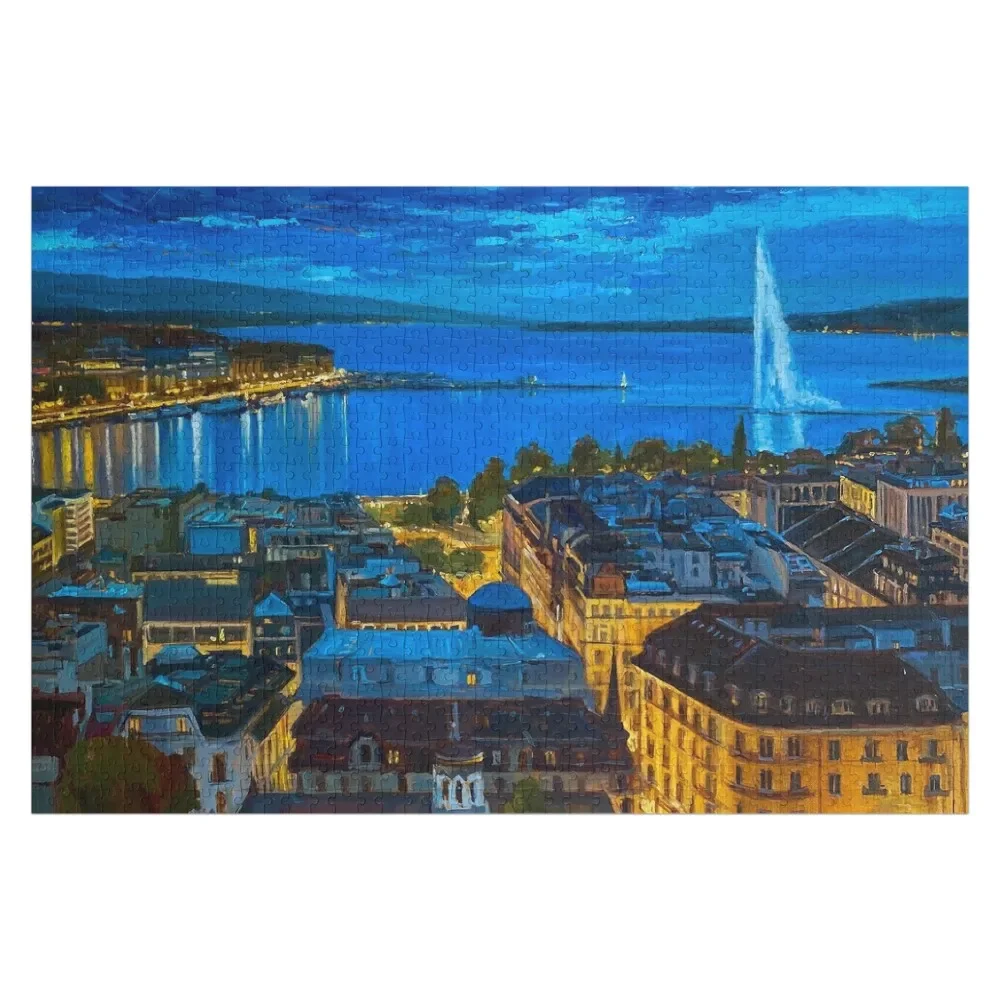 Rooftop Geneva by Night | Jigsaw Puzzle Animal Custom Kids Toy Puzzle