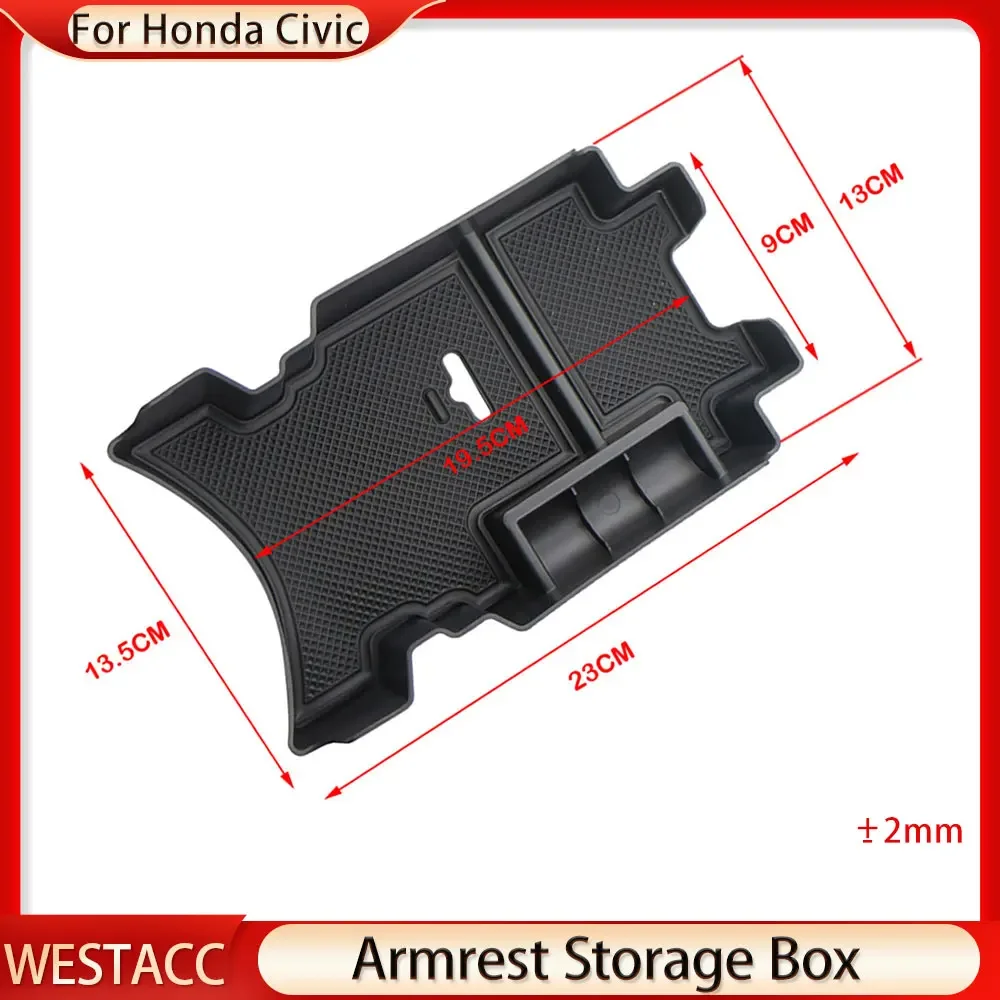 Car Armrest Storage Box for Honda Civic 10th Gen 2016 2017 2018 Center Secondary Tray Organizer Container Box Accessories