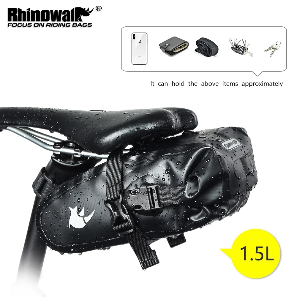 

Rhinowalk Велосипедная седельная сумка Полностью водонепроницаемая 1,5 л Велосипедное сиденье MTB Дорожный велосипед Инструменты для ремонта Сумка для велосипедной упаковки Аксессуары для велосипеда
