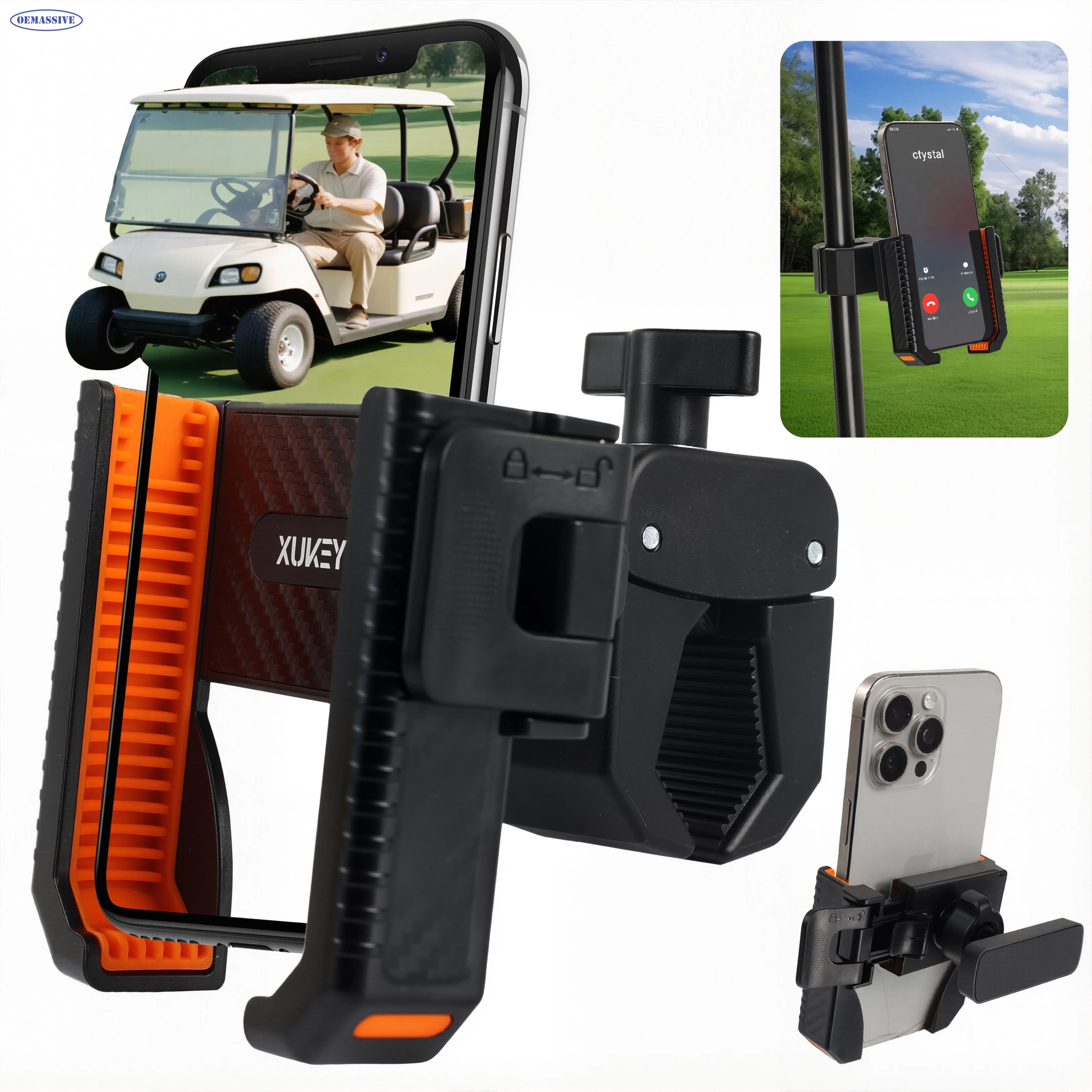 

Magnetic&Clamp Universal Phone Holder Mount for Golf Cart Bike Motorcycle For iPhone Samsung Smartphone Easy Install Accessories