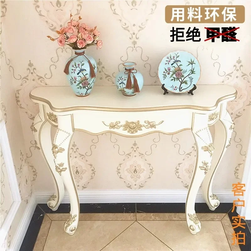 Long narrow side porch table against the wall European semi-round cabinet dining side table ultra-narrow ultra-thin small strip