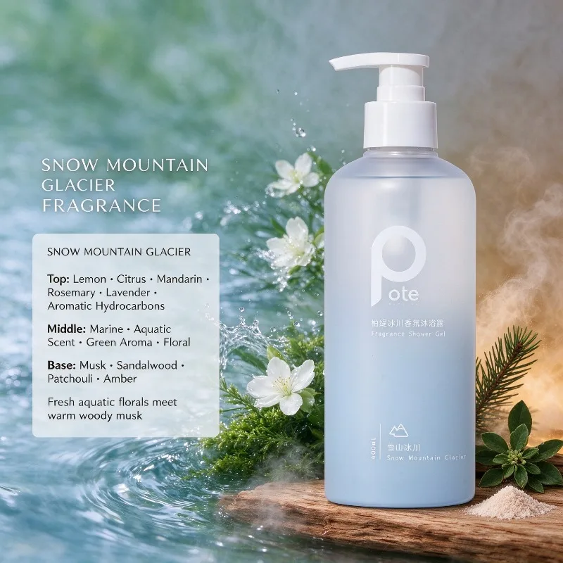 POTE 400ml Hydrating Refreshing Gentle Shower Gel Cleansing Unisex Daily Bath Gel Long-Lasting Citrus Aquatic Scent Body Wash