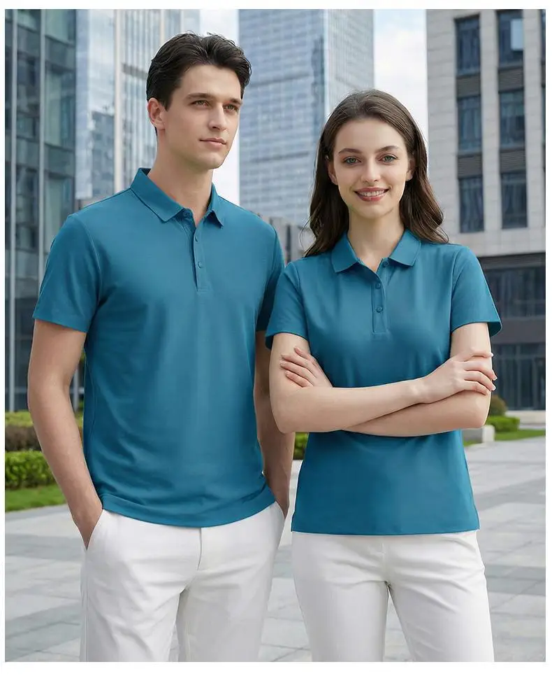 Neues Sommer-Eisseide-POLO-Shirt Kurzarm Professionelles T-Shirt Nahtlos Weich Hochwertig Einfarbig Firmen-Gruppenuniform – Detail 21