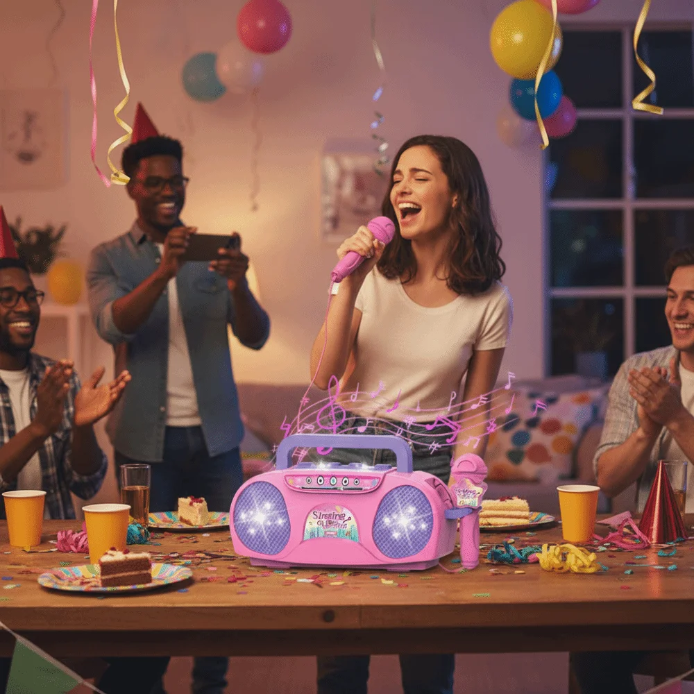 Wireless Karaoke Children's Toy Plastic Connect Phone Singing Machine with Light Musical Instrument Entertainment