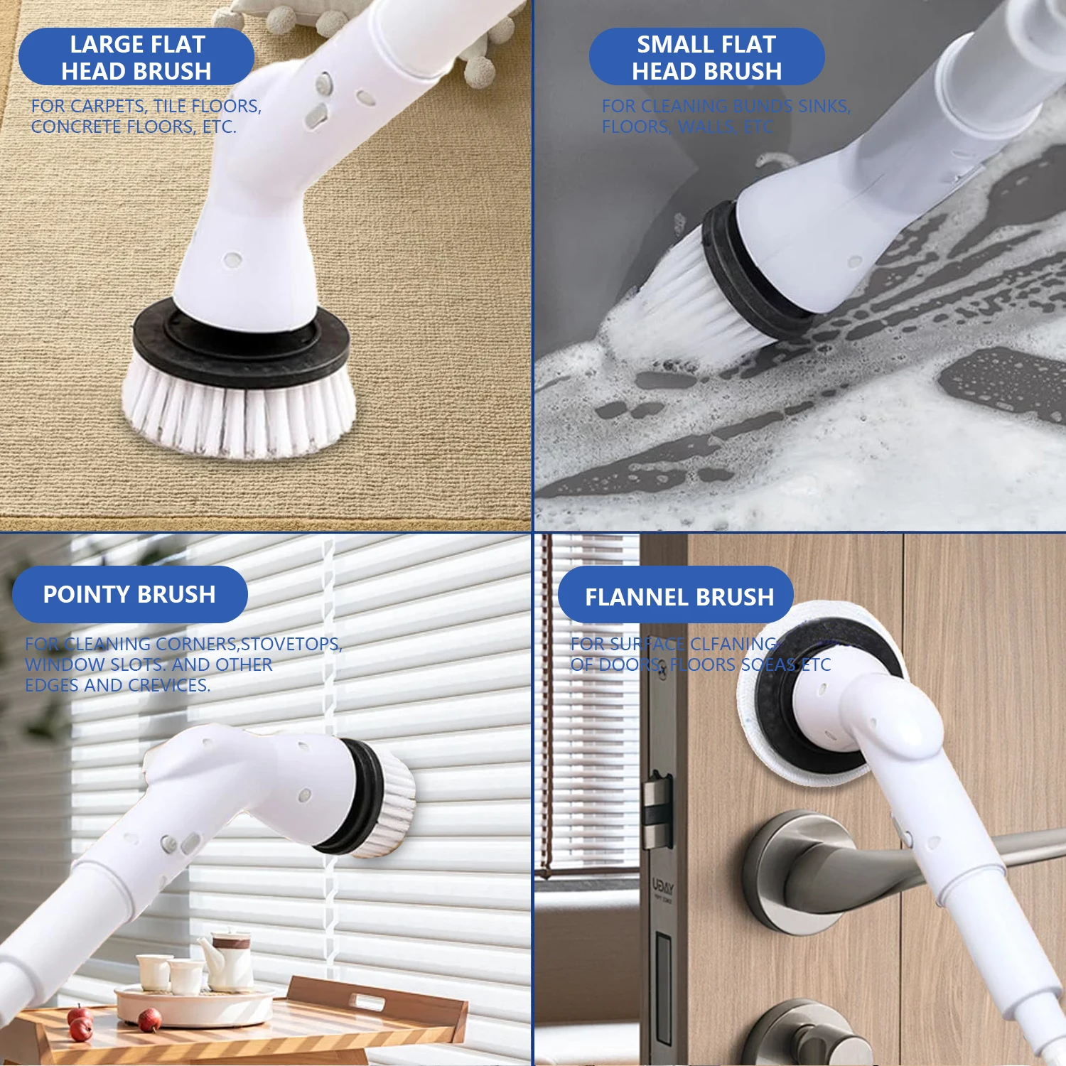 Electric Spin Scrubber,Cordless Spin Scrubber with 5 Replaceable Brush Heads and Adjustable Extension Handle,Rechargeable