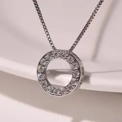 2026 New Trendy Circle Necklace with Cubic Zirconia Simple Stylish Clavicle Chain  for Women Wedding Eternity Jewelry
