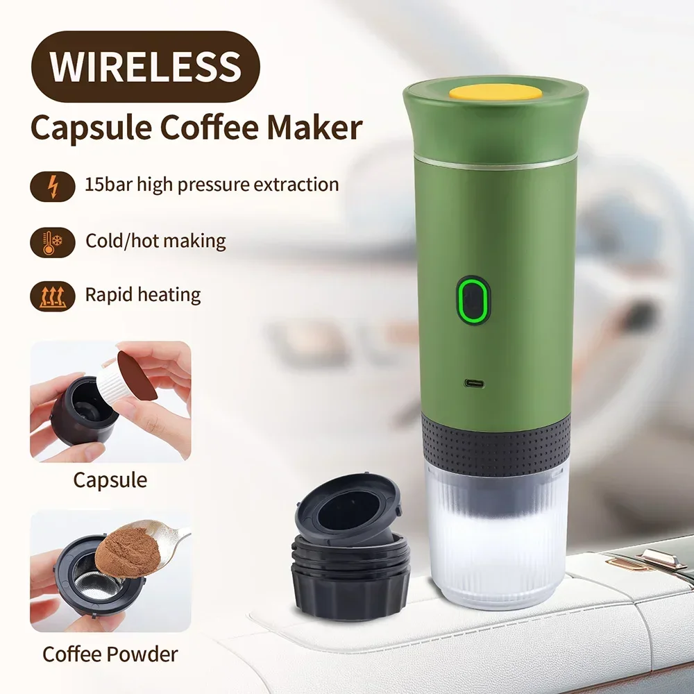 

NEW Portable Coffee Machine 3-in-1 Wireless Electric Espresso Coffee Maker for Capsule Coffee Powder Travel Camping Coffee Maker
