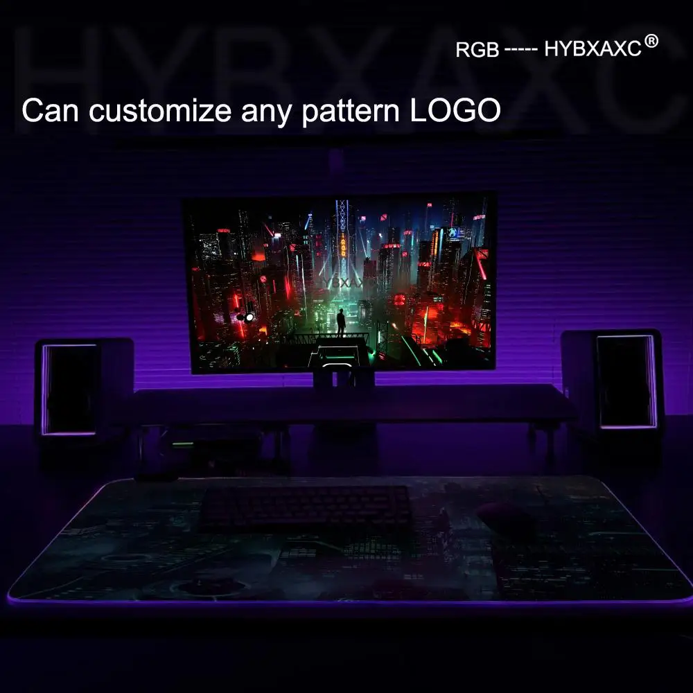 Future City Night Scene Science Fiction SF Mouse Pad RGB Gaming HD Gamer Large LED Light XXL MousePads PC Computer Carpet