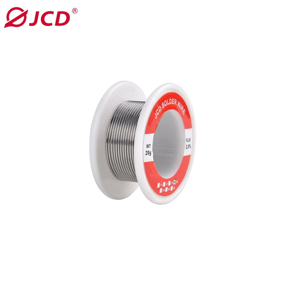 JCD Soldering Wire 20g 0.6/0.8/1.0/1.2/1.5 MM 60/40 FLUX 2.0% 45FT Tin Lead Tin Wire Melt Rosin Core Solder Soldering Wire Roll