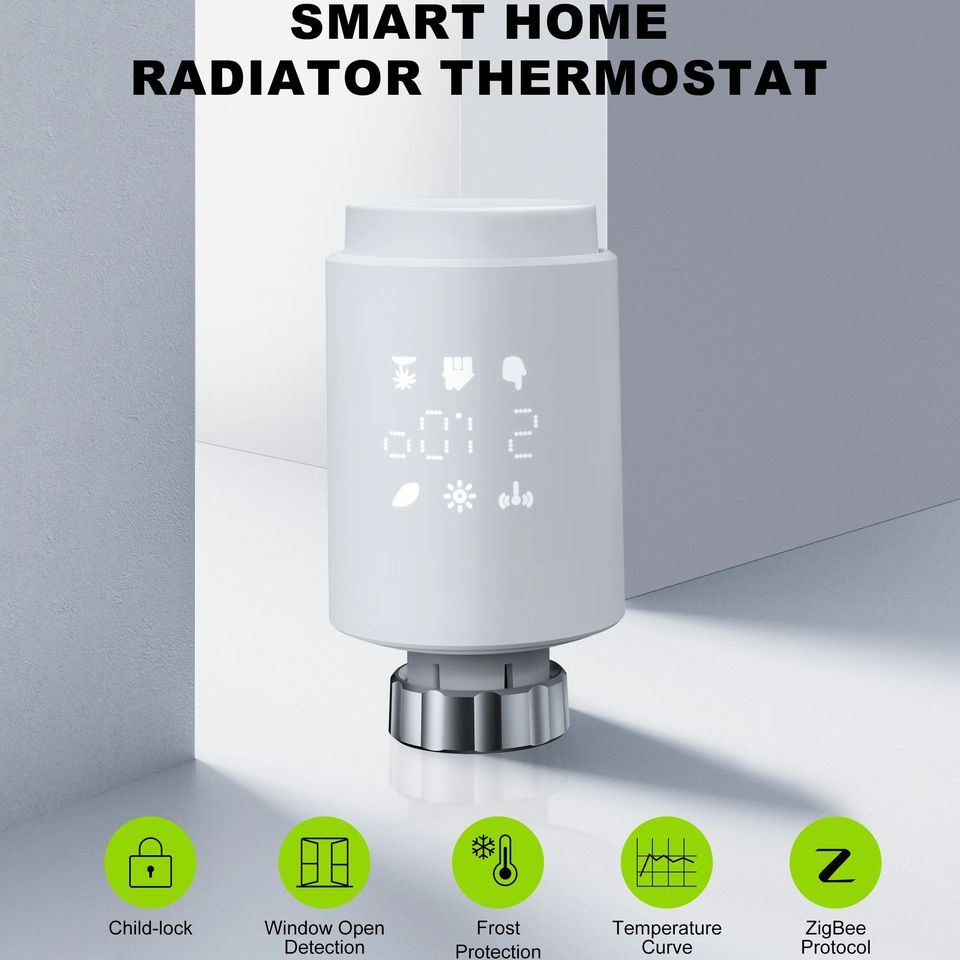 Tuya ZigBee Thermostatic Radiator Valve Smart Home Thermostat Radiator TRV Programmable Temperature Controller Work Alexa