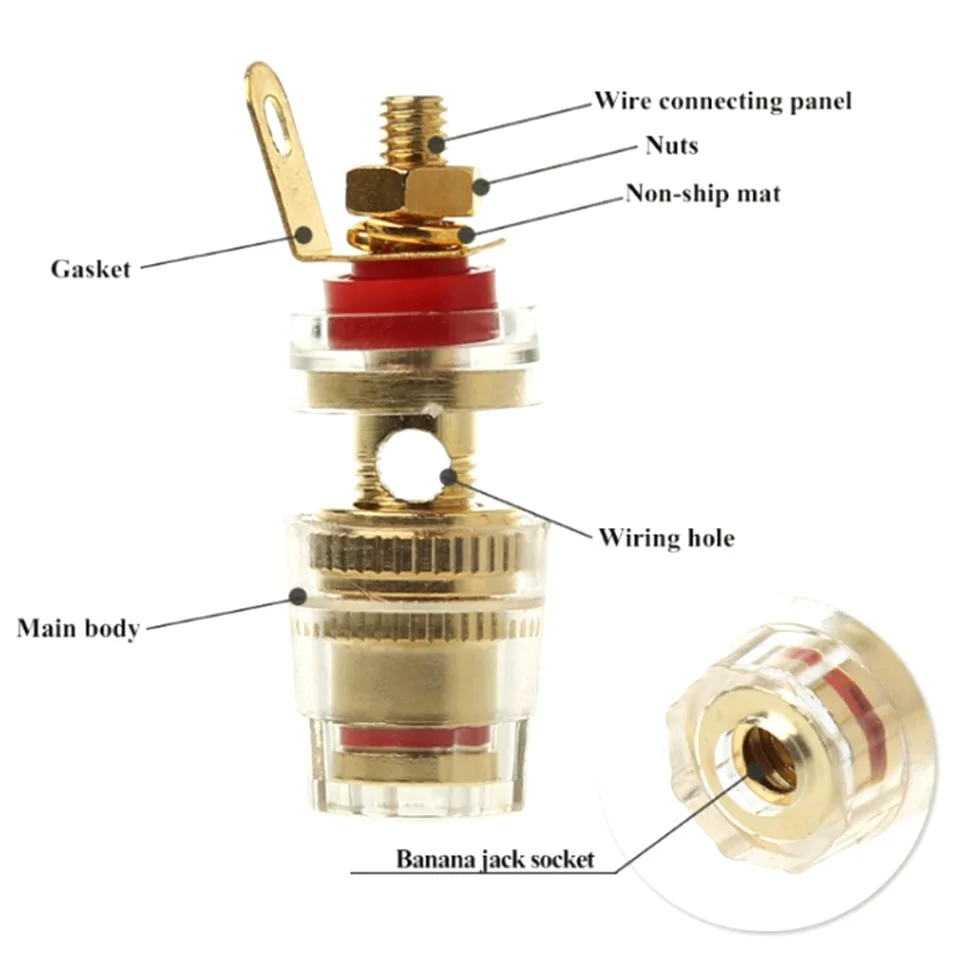 2pcs/1Pairs 32.5mm 4mm Binding Post Terminal Speaker Test Banana Plug Socket Connector Amplifier Speaker K5DB