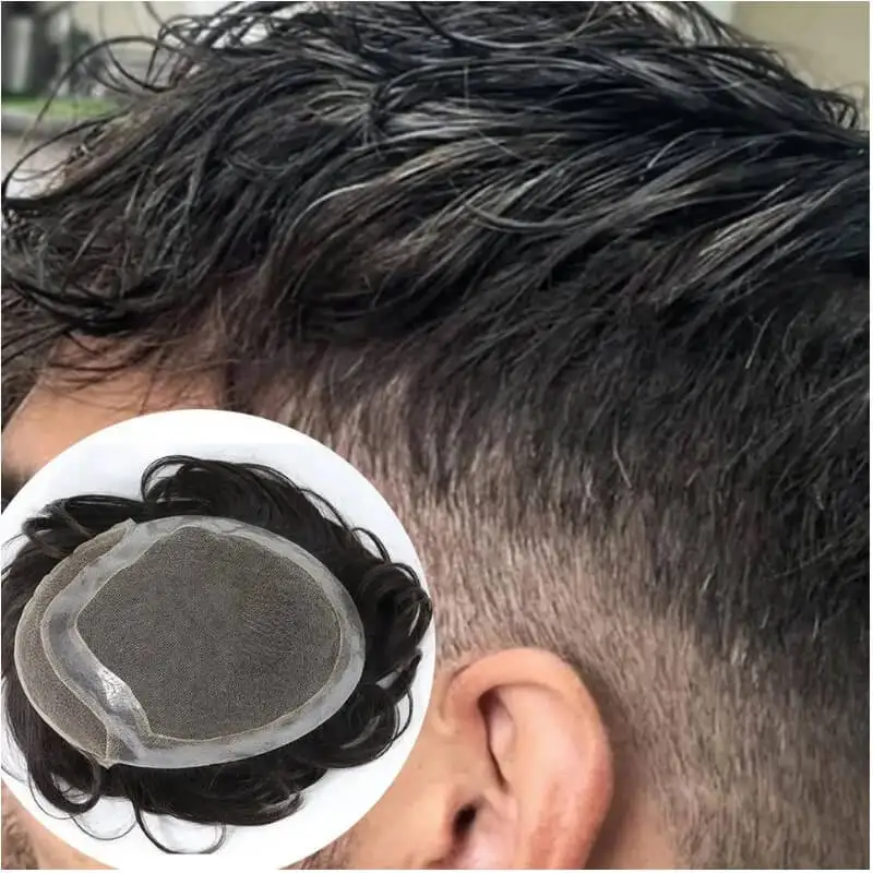 Peruca respirável Hollywood Toupee para homens, 100% cabelo humano natural, prótese de cabelo masculino, sistemas Exhuast, frete grátis