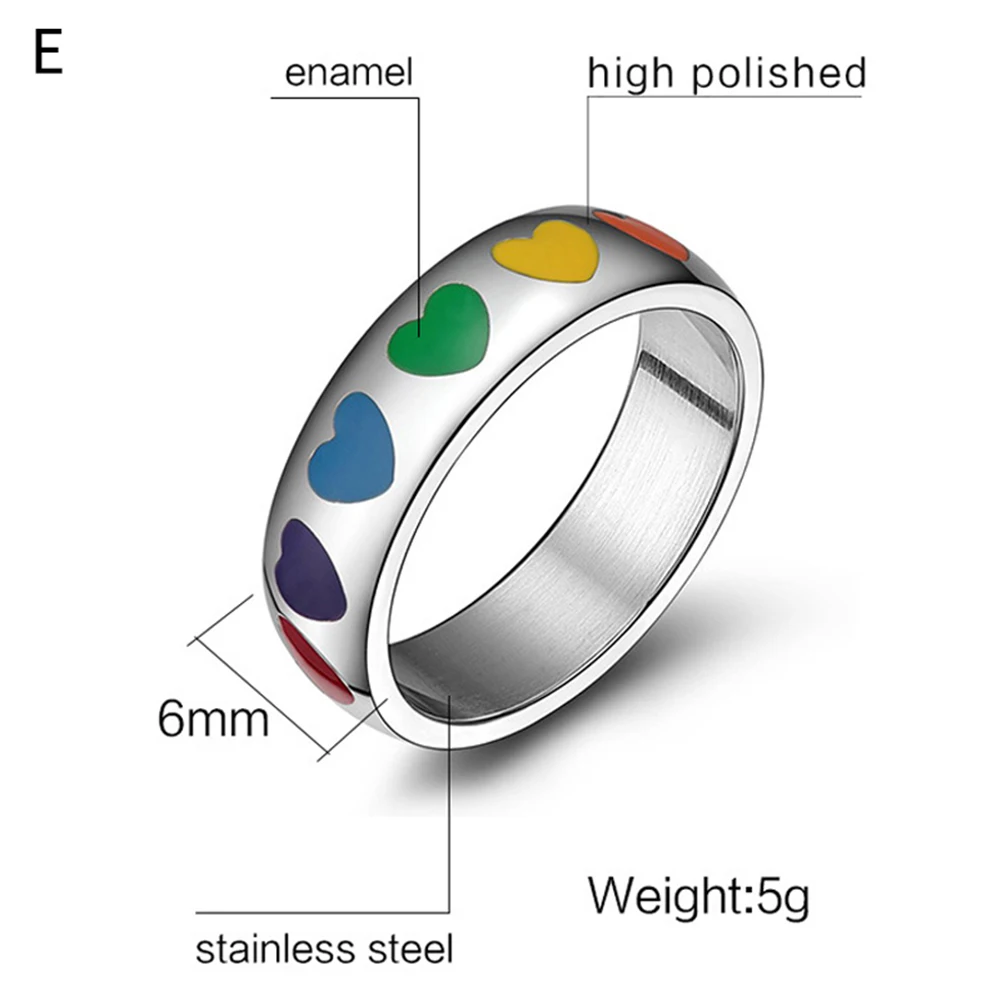 5 Styles Rainbow Color Series 316L Stainless Steel Rainbow Pride Ring For Men Woman Wedding Engagement Jewelry Gifts Boyfriend