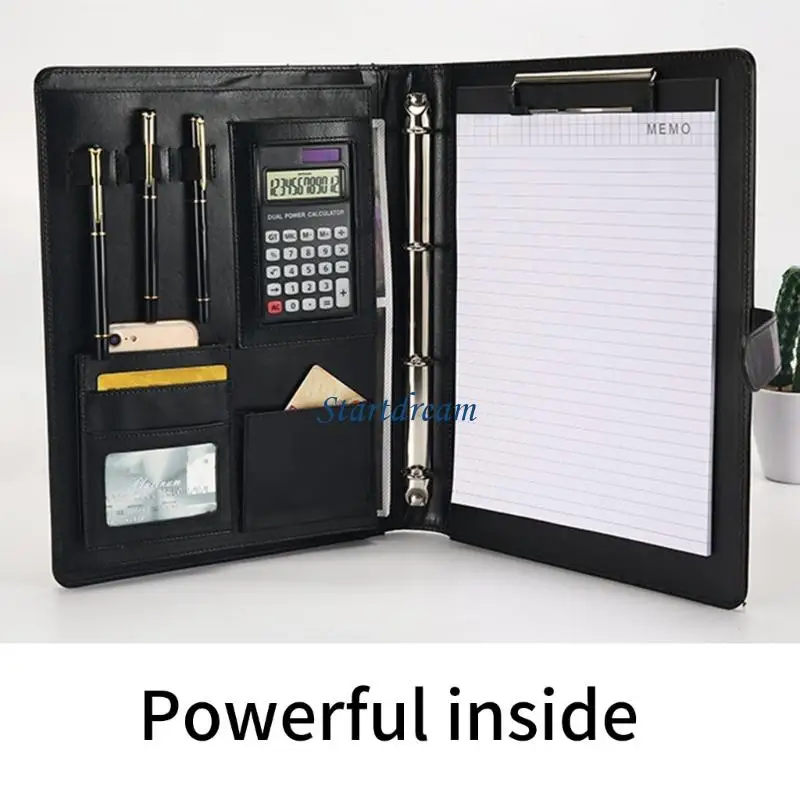 Folder Konferensi Kulit dengan CLIPBOARD 4 Cincin Kasus Dokumen untuk Kantor K92C