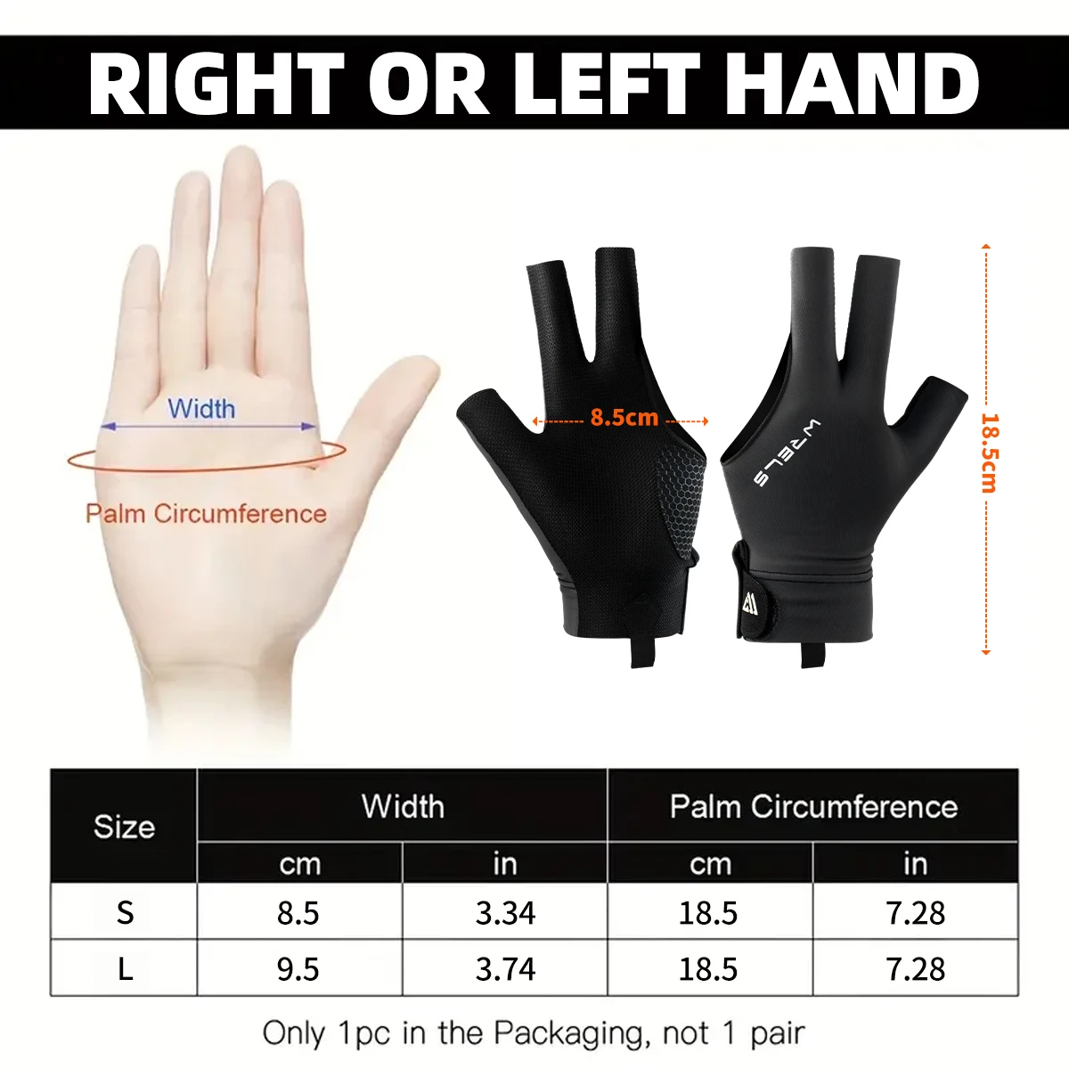 1PC Professional Billiard Gloves Left Hand Three Finger Design Gloves Snooker Gloves Non Slip Elastic Breathable Training Gloves