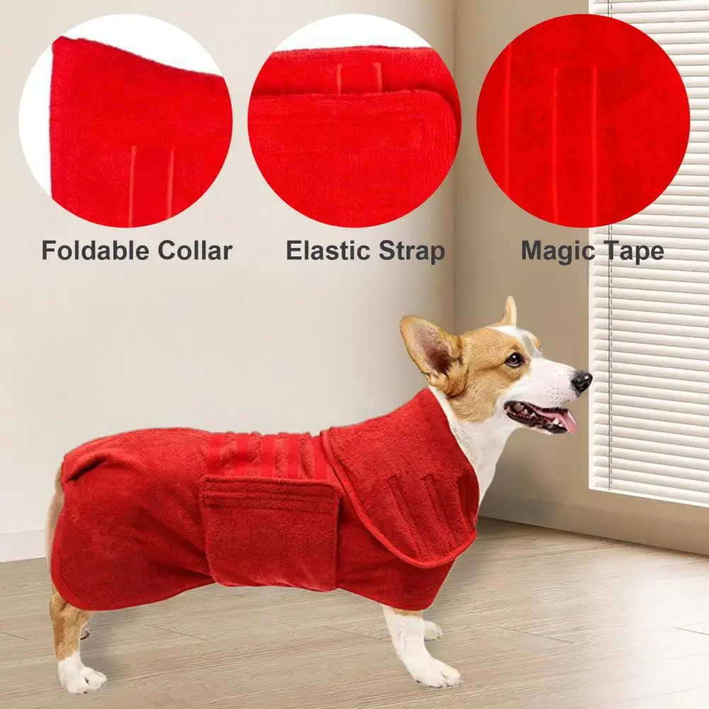 

Dog Bathrobe Super Absorbent Dog Bath Robe Fast Drying Puppy Warm Coat Adjustable Pet Bath Towel for Medium Large Dogs