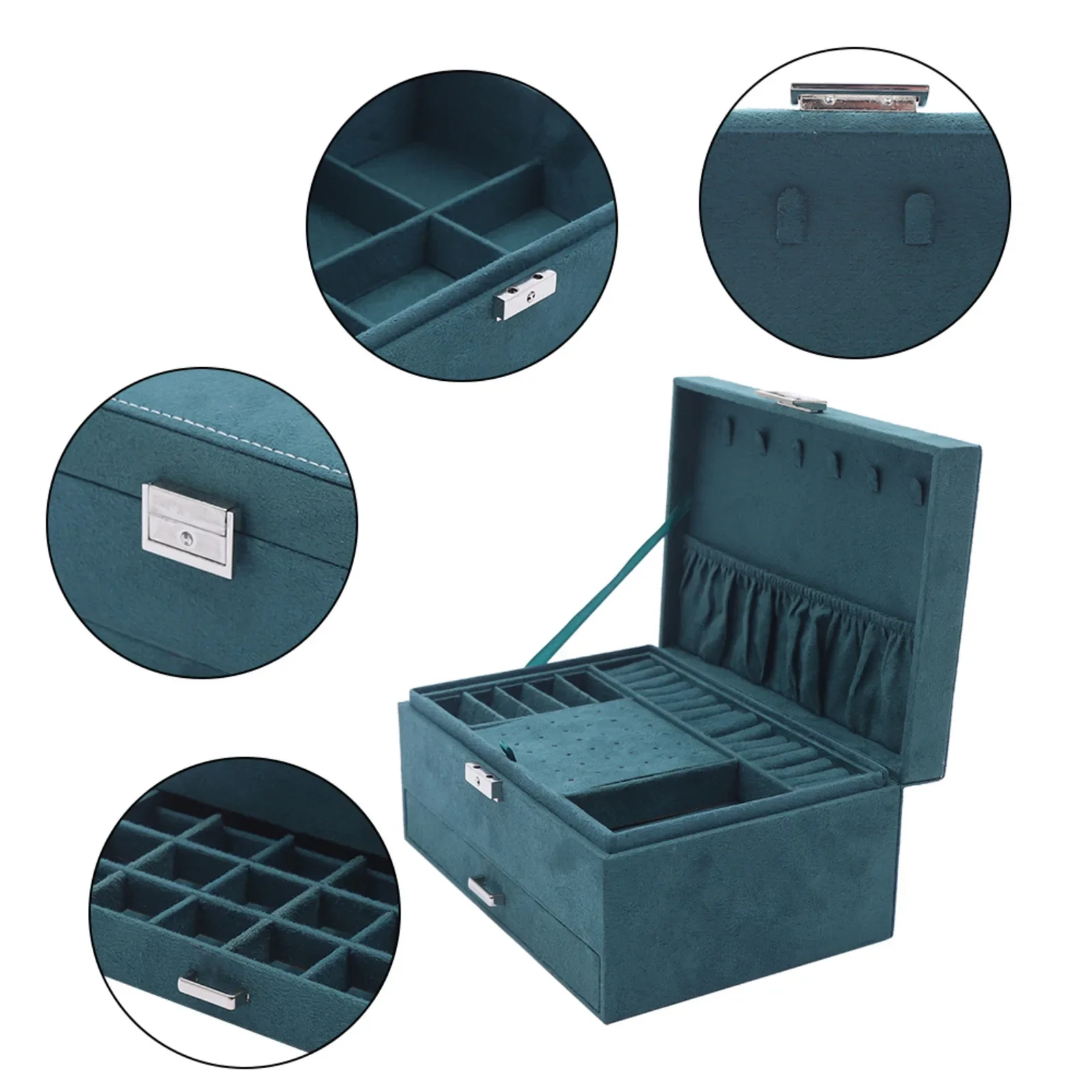 صندوق مجوهرات كبير منظم حقيبة للتخزين للقلائد والخواتم والأقراط هدية للنساء 3 طبقات #6