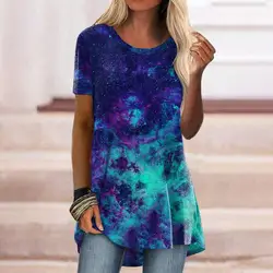 Summer Tie Dye 3D Print T-shirt Women Fashion Streetwear Short Sleeve T Shirts Y2K Top Woman Girls Tunic Tees Oversized Clothing