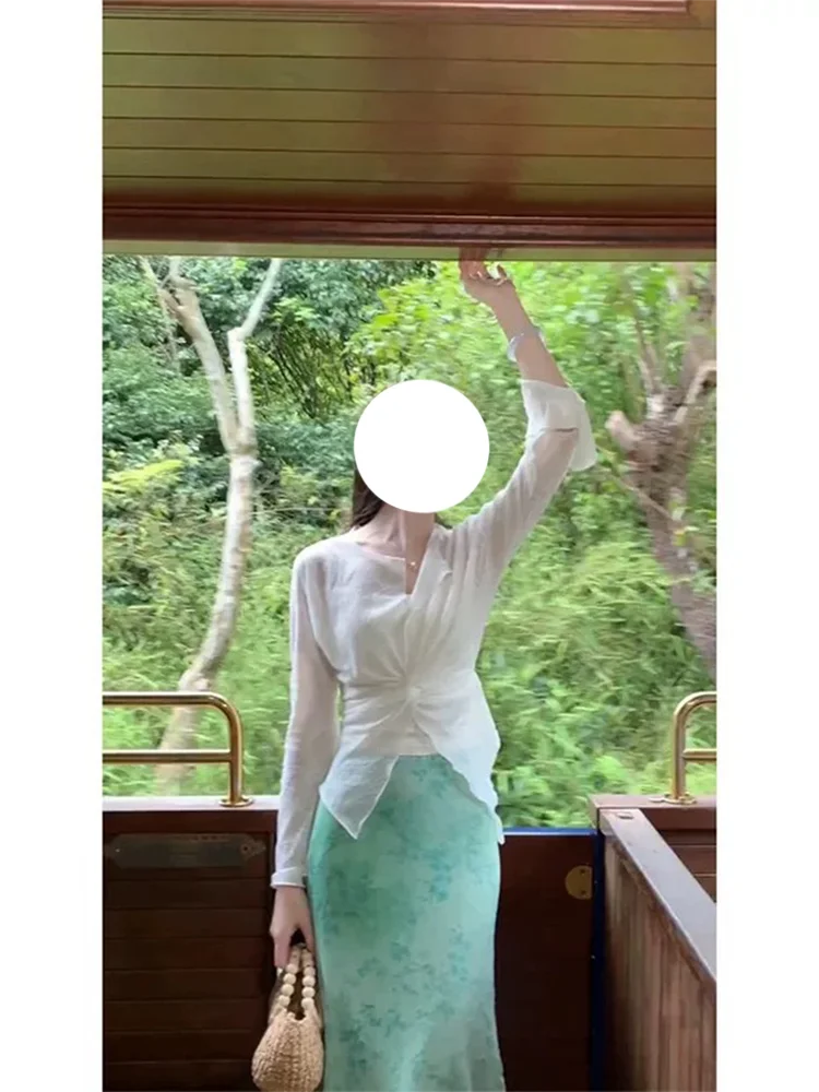 Unique Beautiful Ombre High Waist Fish Tail  Skirt Women Slimming Sexy Bodycon Skirt Korean Style Commute Polyester Fiber