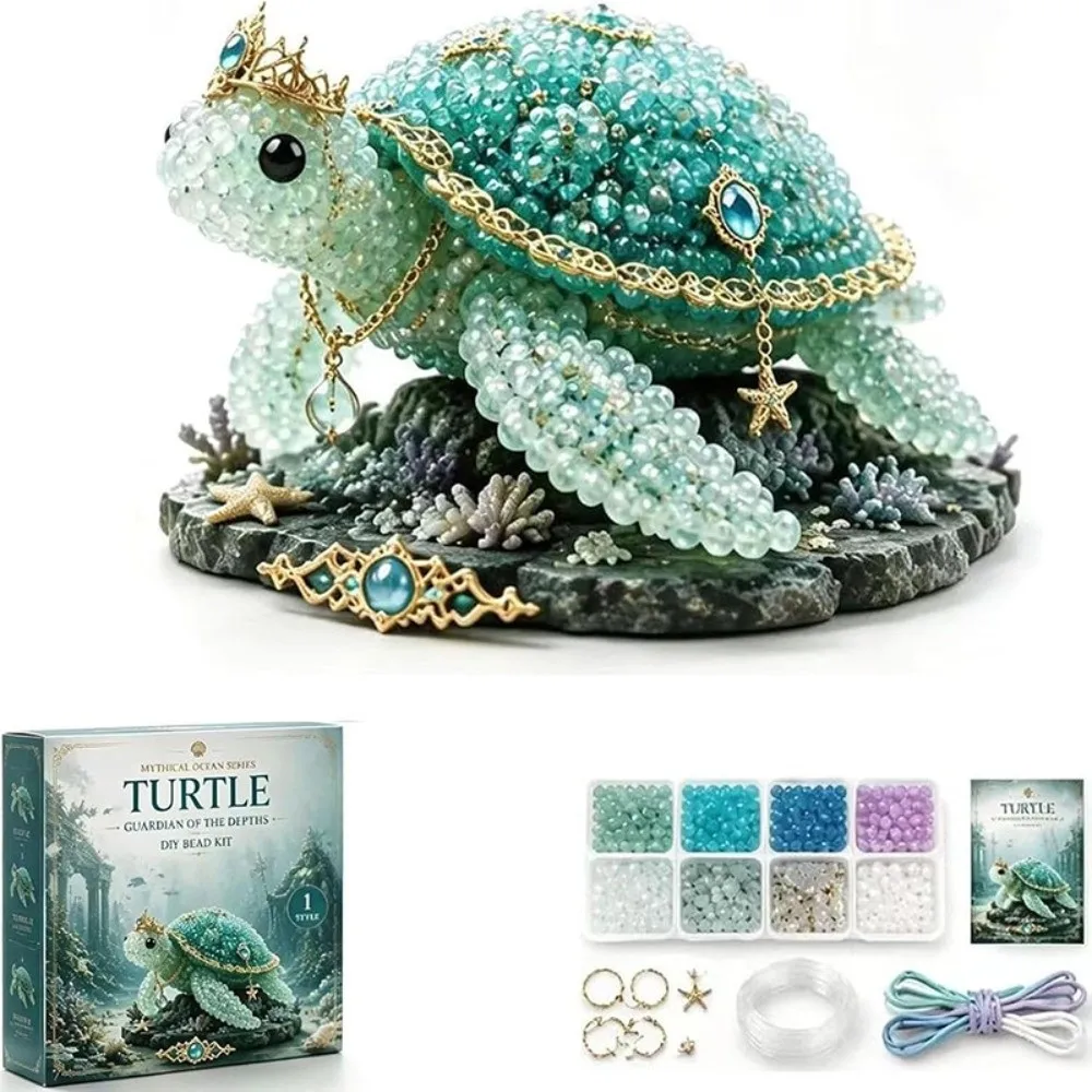 Handmade DIY Marine Organism Beaded Embroidery Kit Colorful Mini 3D Beads Animal Keychain Making Kit Educational Tiny