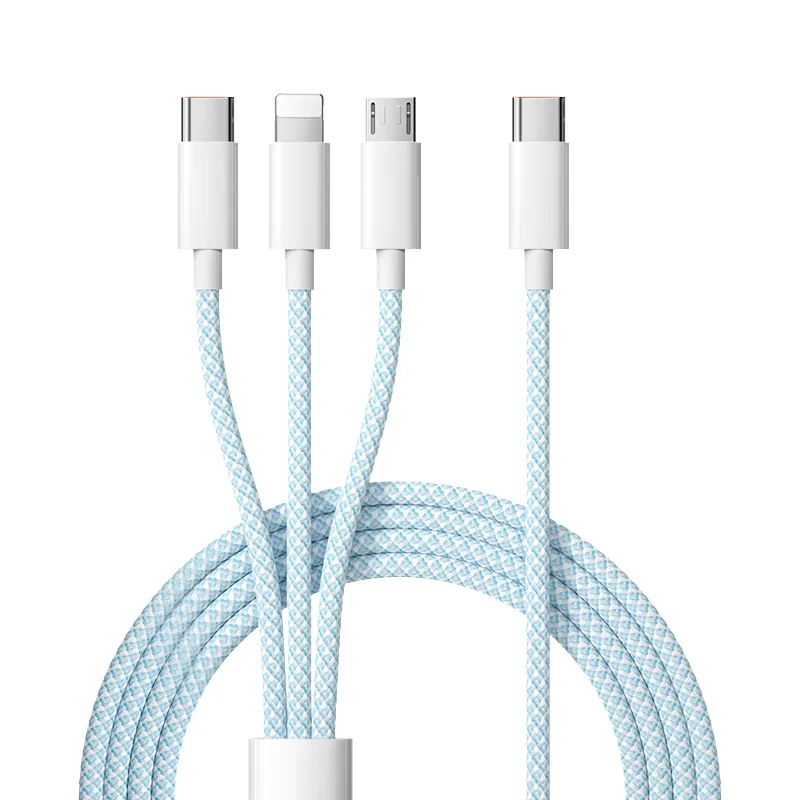 3 In 1 Fast Charging Cable 100W For Xiaomi iPhone Poco Micro USB Type C Charger Cable Cord Multiple Usb C Charging Wire Line