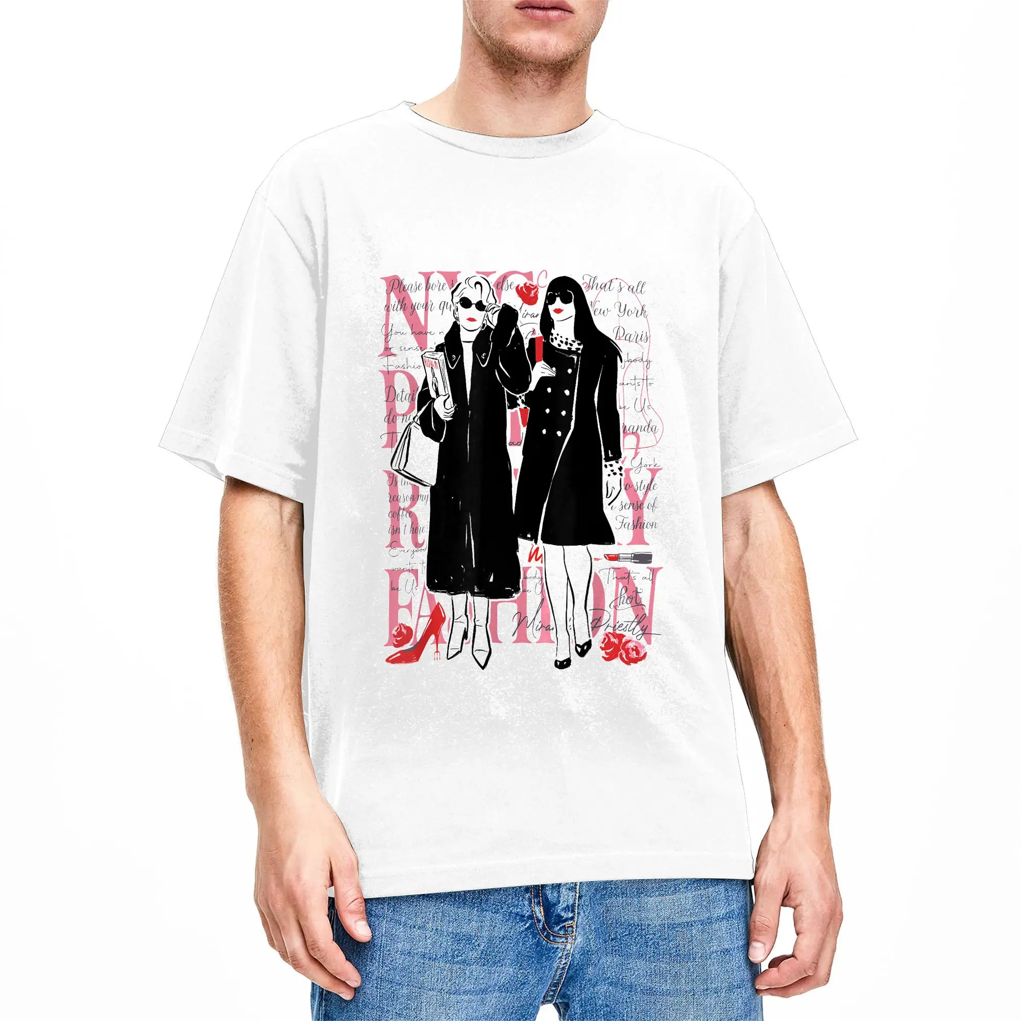 Harajuku T-Shirt Summer The Devil Wears Pradad Miranda and Andy Fashion NYC Hippie T-Shirts  Cotton Tee Shirt Short Sleeve Tees
