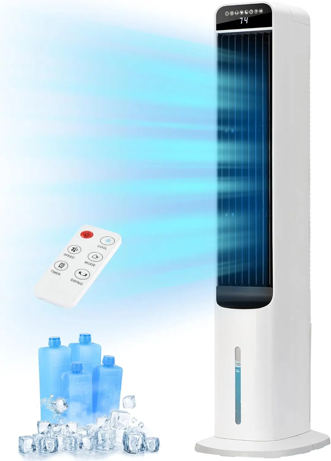 

3-IN-1 Evaporative Air Cooler, Cooling Fans that Blow Cold Air with 120° Oscillation, 12H Timer,3 Speeds, 41Inch Portable Swamp