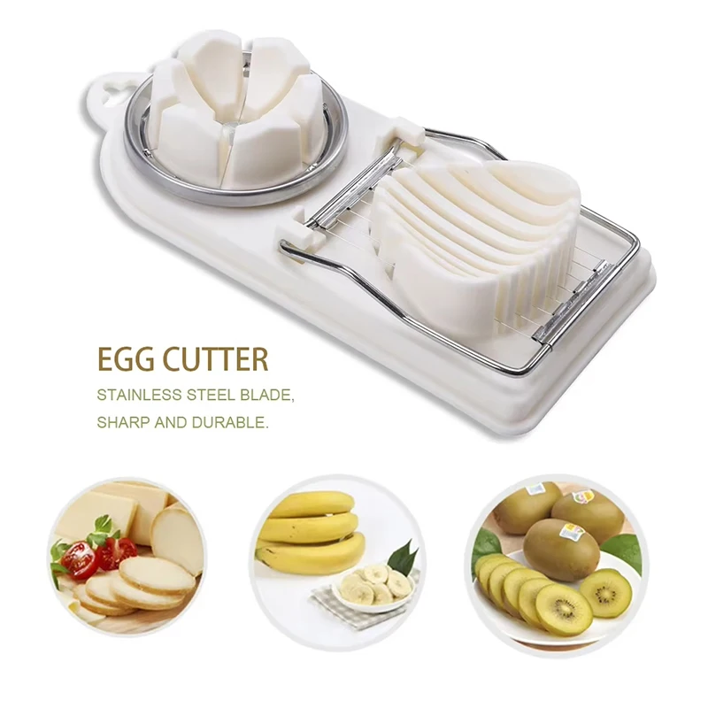 

1pc 2 In 1 Egg Slicer Multipurpose Egg Slicer For Hard Boiled Eggs Sturdy ABS Body With Stainless Steel Wires Eggs Cutter
