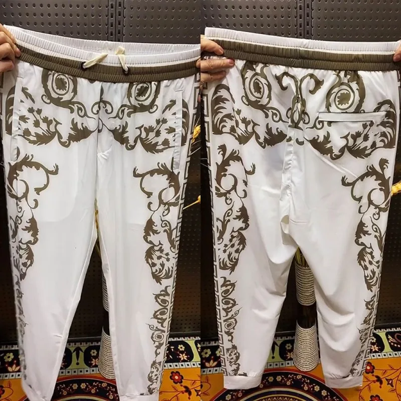 Pantalon fin respirant à fleurs pour hommes, pantalon amincissant à séchage rapide, pantalon décontracté, vêtements de printemps et d'été, mode commissionnée Totem