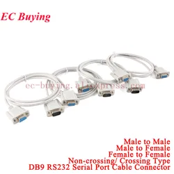 DB9 Serial Cable 9 Pin RS232 Serial Cable Male To Female to Female PC Converter Extension Line 9Pin Adapter DB9F Null Modem Wire