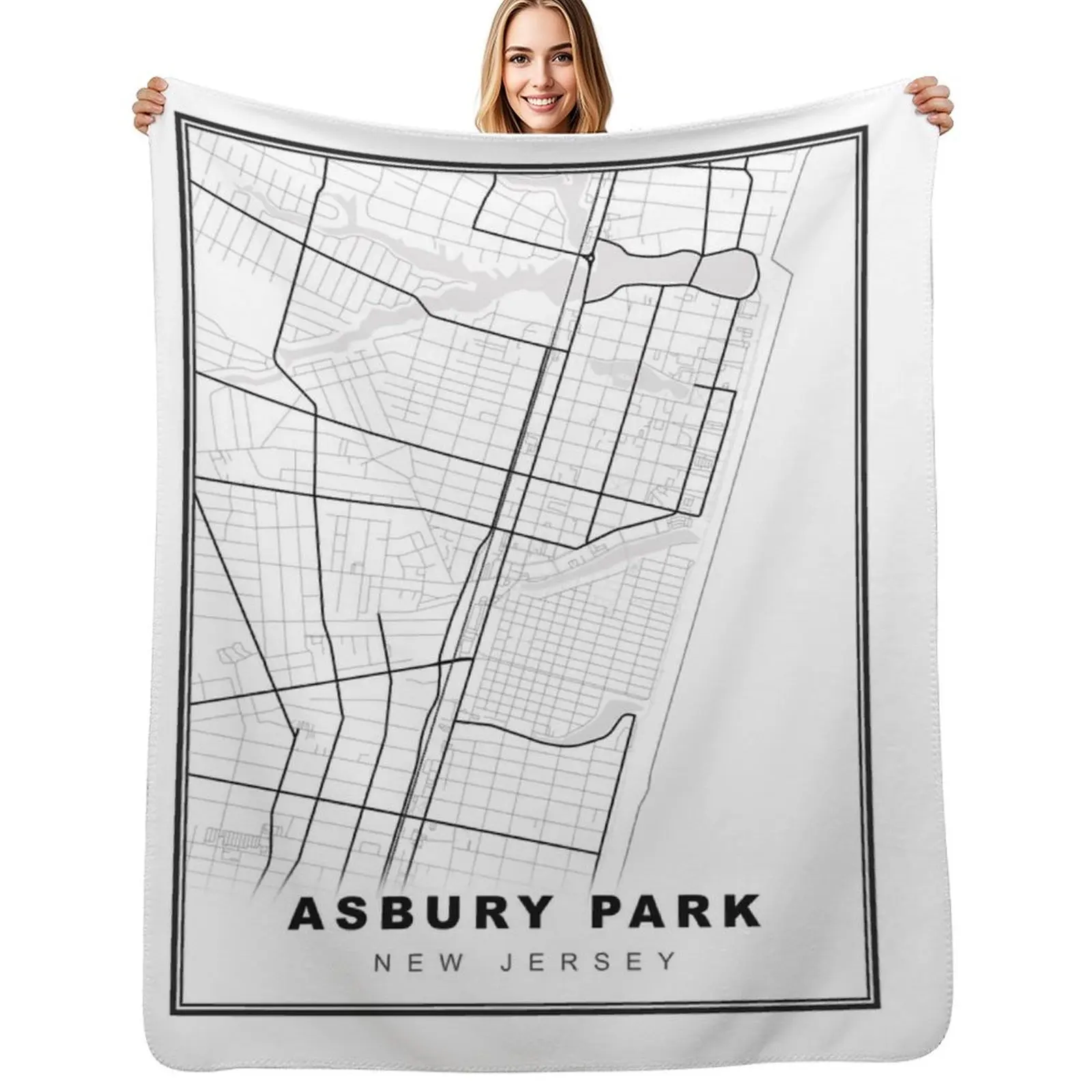 

Asbury Park Map Throw Blanket anime Flannel Fabric wednesday Summer Beddings Blankets