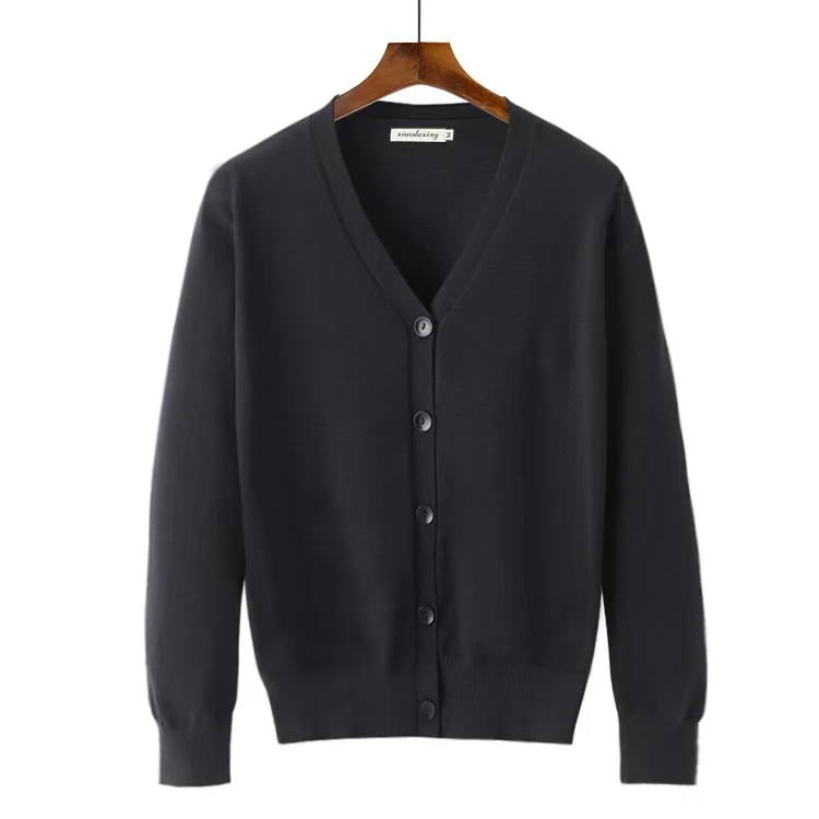 

Свободный вязаный свитер V-Ne, мужской и женский черный кардиган, пальто для медсестры, доктор, рабочий orm Casual Sle Regular Fit Long Sve