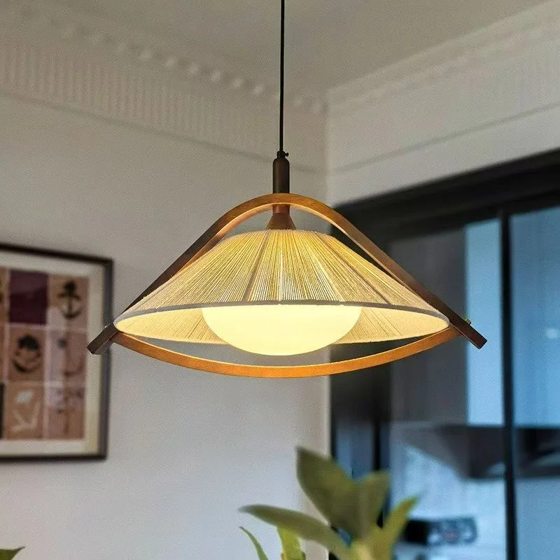 

Song Dynasty Aesthetic Solid Wood Antique Chandelier Bedroom Retro Tea Room Artistic Creativity Dining Table Living Room Lamp