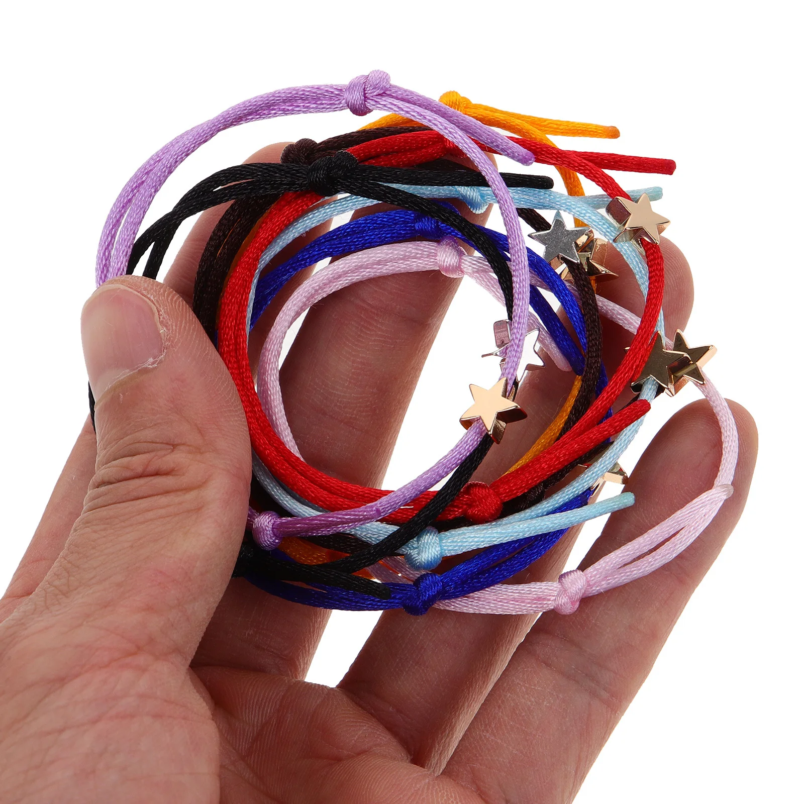 

8Pcs Star Charm Woven Bracelets Adjustable Lightweight Braided String Bracelets for Women Party Travel Daily Wear