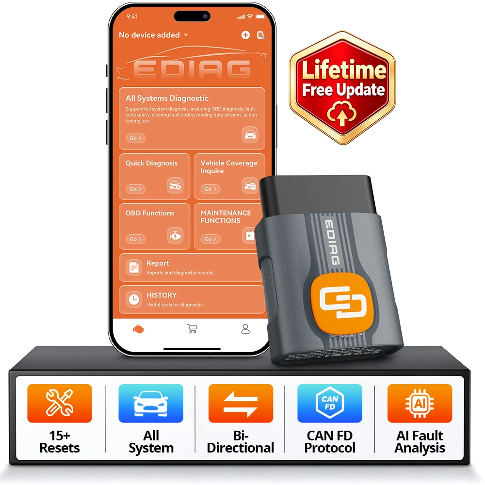 EDIAG C1 Pro/ KINGBOLEN Ediag Elite Bidirectional OBD2 Scanner Bluetooth for iOS & Android All System Diagnostics, 15+ Resets Car Scanner, FCA AutoAuth, CAN FD,AI Fault Analysis Lifetime free update