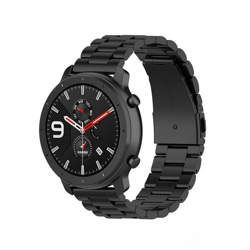 Three-bead Stainless Steel Watch Strap for Amazfit GTR 42mm/47mm Three-bead Metal Watch Strap