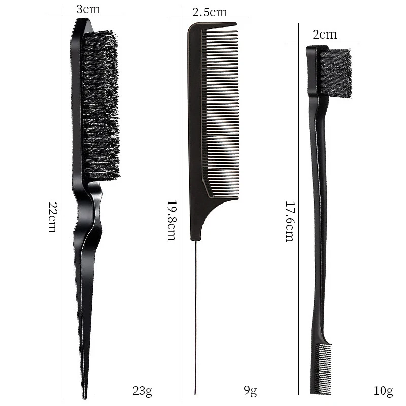 3pcs/set Double Sided Hair Edge Brush Set Hair Styling Comb Control Brush Accessories Hairline Brush Comb Styling Partition Comb