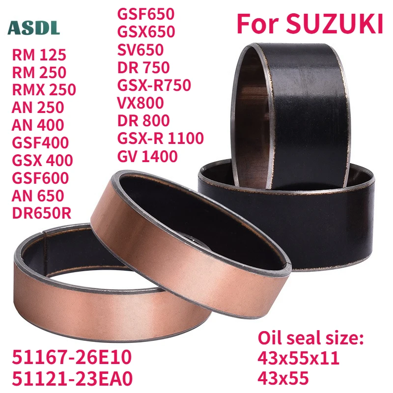 

Fork Bush Bushing Bushings External Guide Rail For SUZUKI RM125 RM250 AN250 AN400 AN650 GSF400 GSX400 GSF600 DR650 GSF650 SV650