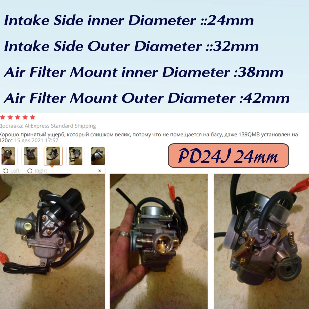 PD24J 24mm Motorcycle Carburetor For Gy6 100cc 125cc 150cc 200cc Engine motorcycle ATV Go Kart Moped Scooter Dirrt Bike 4 Stroke