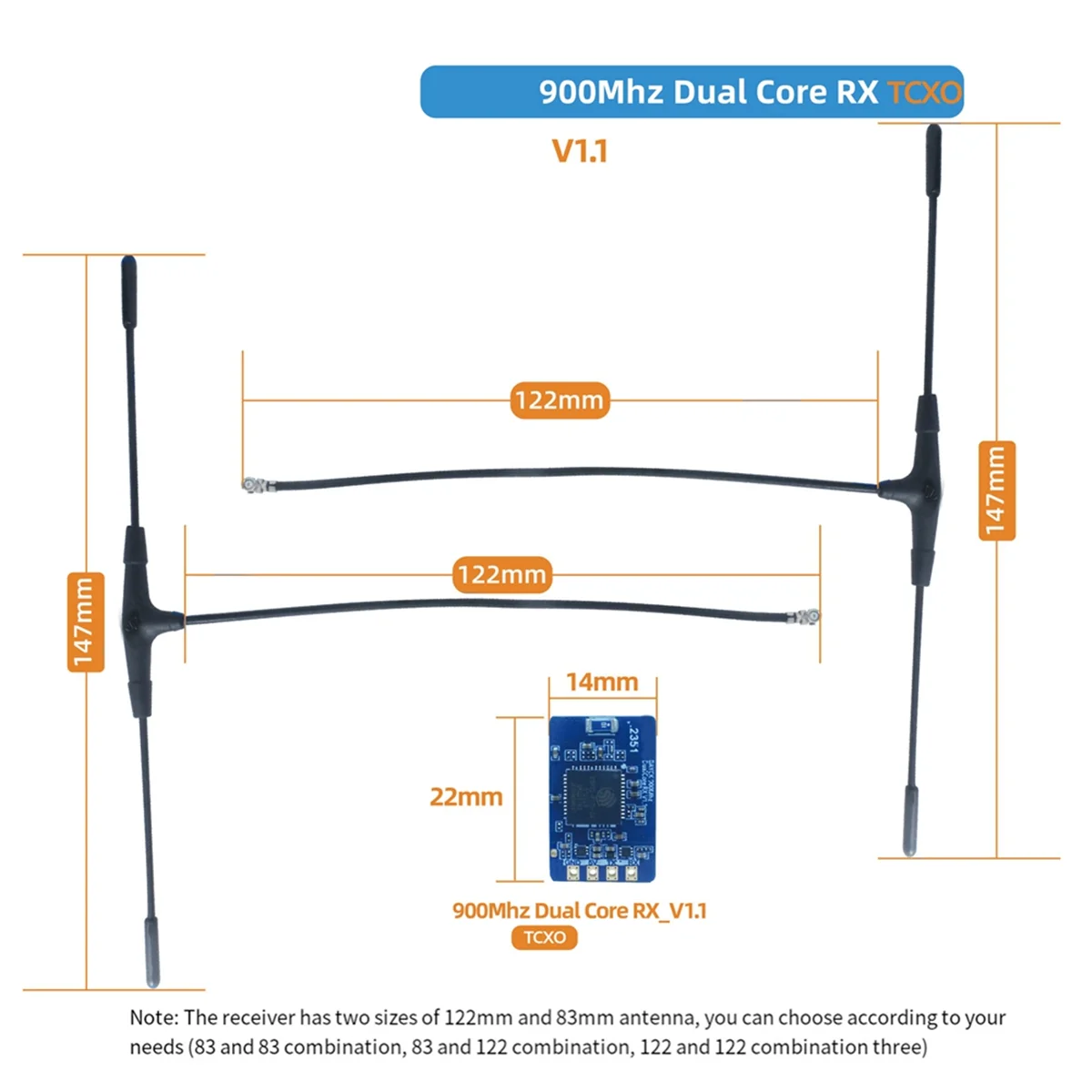 915Mhz 868MHz ELRS RX Diversity Receiver Dual Core RX TCXO Dual Antenna for FPV Long Rang Racing Drone B