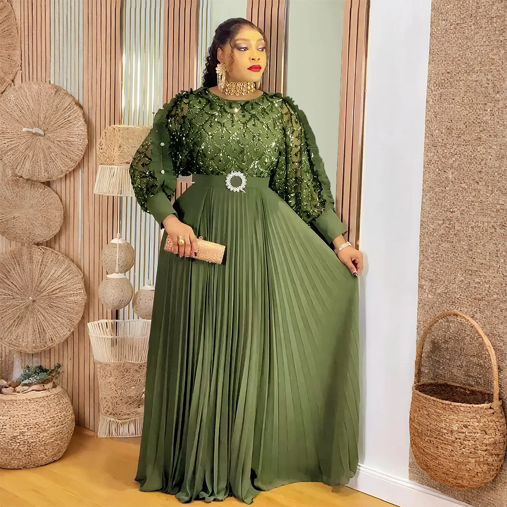 

African Party Dresses for Women Elegant Turkey Muslim Maxi Long Dress Plus Size Dashiki Ankara Sequin Wedding Evening Gown 2026