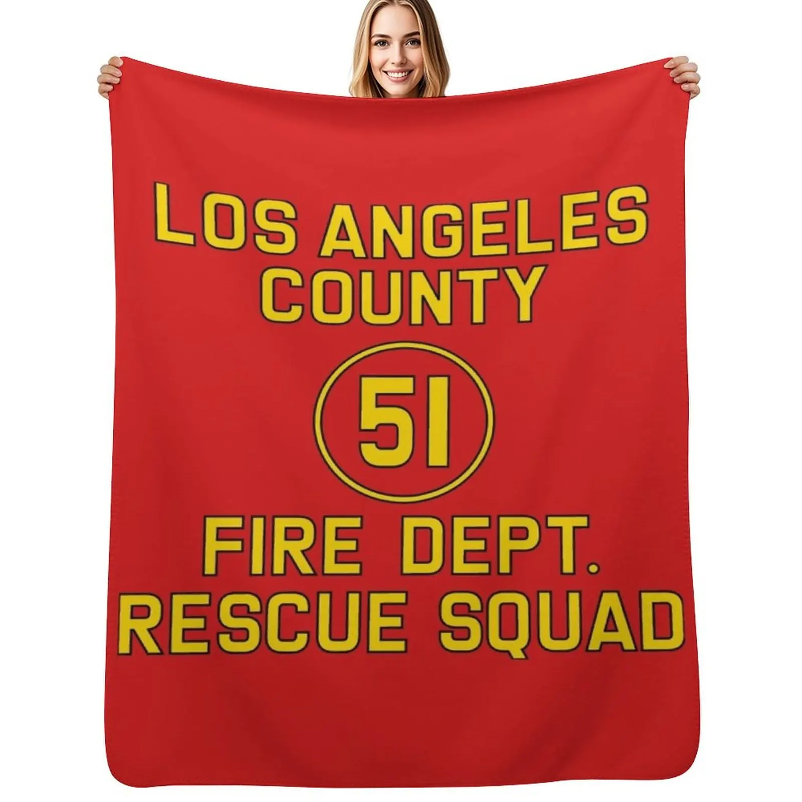

Emergency Squad 51 Side of Truck Reproduction Logo Throw Blanket Sleeping Bag Flannel Fabric blankets ands Baby Blankets